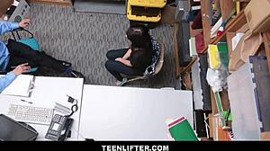 Hey, petite Latina shoplifter, wanna bang this big dick guard instead of cops? - Penelope Reed