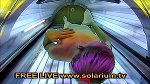 Solarium Blonde Teen Caught Fingering in Public Voyeur Cam, Dare to Watch?