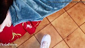 Masturbating with my stepsister in the room, getting her wet pussy horny for a creampie and banana fun