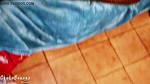 Masturbating with my stepsister in the room, getting her wet pussy horny for a creampie and banana fun