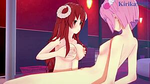 shamiko and momo in intense futanari creampie hentai