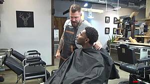 Hey, Rocco Steele pounds bareback in the barbershop with big cock action
