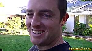 Tiny Trisha handles five monster cocks in a wild blowbang.