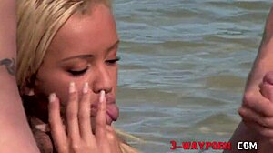 Bombshell Blonde Used By Two Well-Dicked Boys In Public Outdoor Group Fuck