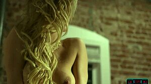 British Milf Ella Silver Strips Solo with Big Fake Tits for Playboy Softcore