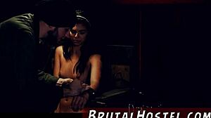 Tiny Latina teen bound in toilet gangbang anal punishment.