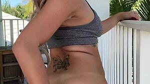 Nice day for luna luxe to masturbate on the balcony