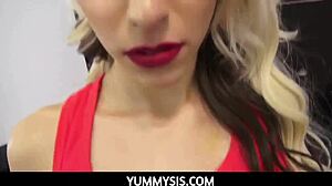 Stepbrother and stepsister have a taboo experience with blowjobs.