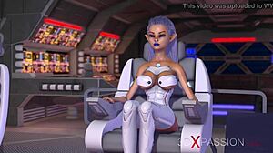 Female sex cyborg bangs a horny girl at space station