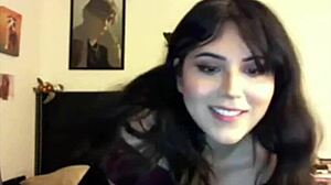 Hot chubby tranny strokes her meat and relaxes on webcam.