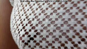 my wife wears a see-through dress in the park