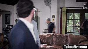 brunette actress seduced into threesome on casting