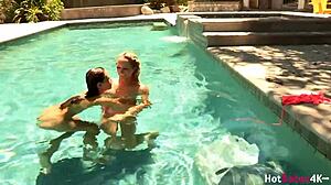 Sexy Brett Rossi Licks Trimmed Pussy While Face Sitting Celeste Star In Bikini Pool