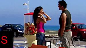 wonderful foursome on the beach with shaved pussy cunilingus and cowgirl