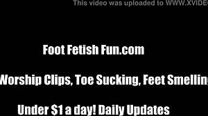 In this story, an old femdom makes her 18-year-old worship feet with licking and sucking.