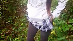 Peeing outdoors with a skinny hairy twist