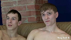 Two hot twinks engage in bold soft gay porn action.