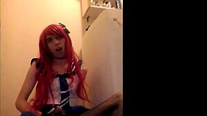 Redhead Crossdressing Amateur Jerks Off And Swallows Cum Solo