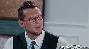 handsome tall businessman anally fucks young hunky black gay guy