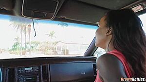 Ebony babe sucks white cock in interracial sex