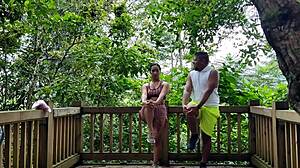 Fucking outdoors in forest with personal coach's great cock in doggystyle.