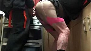 crossdresser feels shy but loved by supportive girlfriend during ass play