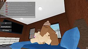 Blonde slut rides big black cock in roblox porn