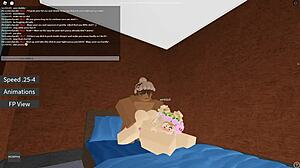 Blonde slut rides big black cock in roblox porn