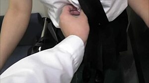 Lively couple tries discreet fun on empty rural train.