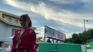 suggestive pool blowjob with big tits while friend watches