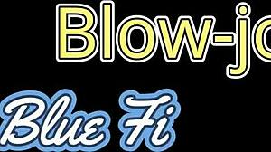 blow-job in blue fishnet dress with a slutty milf vibe