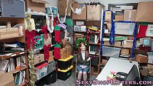 Real redhead teen gets big cock blowjob and facial caught!