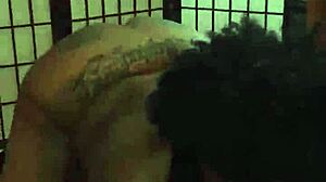 Ebony girl with shaking ass in the hood performs close-up scenes.