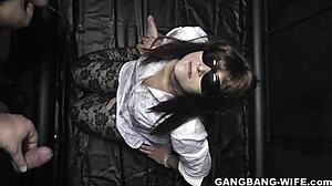 I feel so extreme with my wife in this bizarre public gangbang.