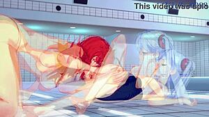 Ruri Hoshino and Festenia Muse engage in fierce lesbian play from Martian Successor Nadesico hentai.