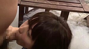 Asian group riding in pool party