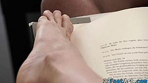 Hottie Teases with Erotic Footjob on Monster BBC for Cumshot