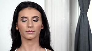 Chubby wife strokes cock pov with hairy pussy