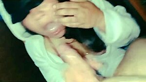 sexy latina teen with big tits deepthroats cock in homemade video