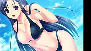 Sexy anime girls in ecchi hentai scenes with detailed actions