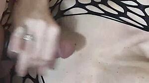 Milf rides big cock in fishnets