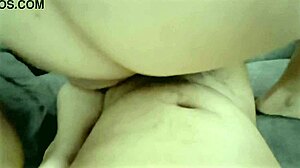 She moans loudly as he fucks her big pussy and creampies inside