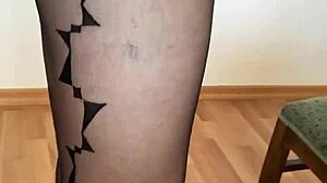 tranny in pantyhose with amazing legs gets orgasm