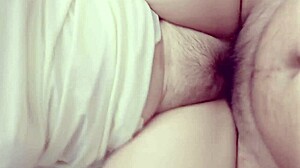 She moans loudly as he fucks her big pussy and creampies inside