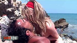 Skinny French Slut Rocked Hard at the Beach