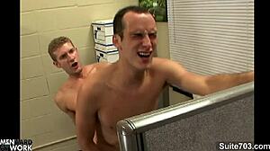 Sinfully gay oral sex at work office