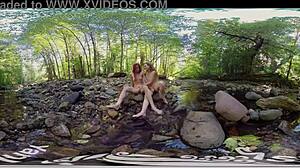 Ana Molly And Belle Kiss Outdoors