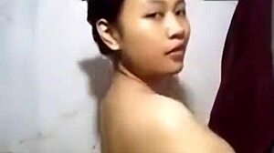 khmer girl takes a steamy shower, getting intimate with her desires