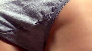 blonde girl peeing in her panties