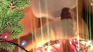 My neighbor surprised me with a Christmas handjob and blowjob